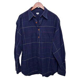 Paul Smith Shirt Baumwole Cotton Long Sleeve Blue Plaid Flannel Shirt Size 16 1/
